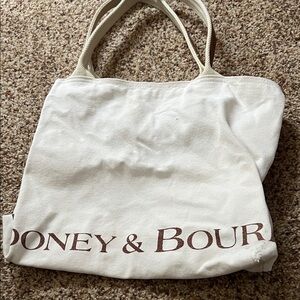 Dooney & Bourke Cream Canvas Tote with Brown Logo